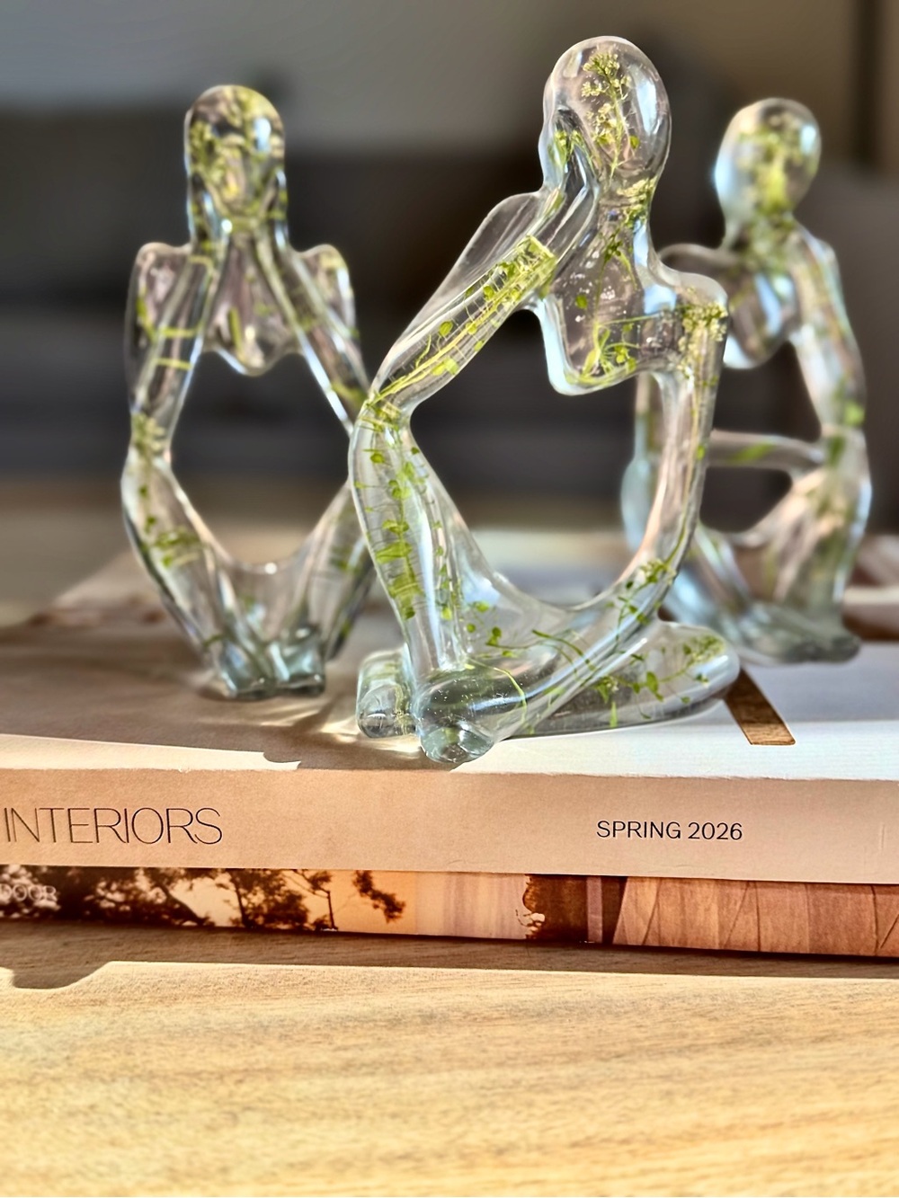Minimalist Botanical Resin Art Sculpture Set | Modern Organic Decor